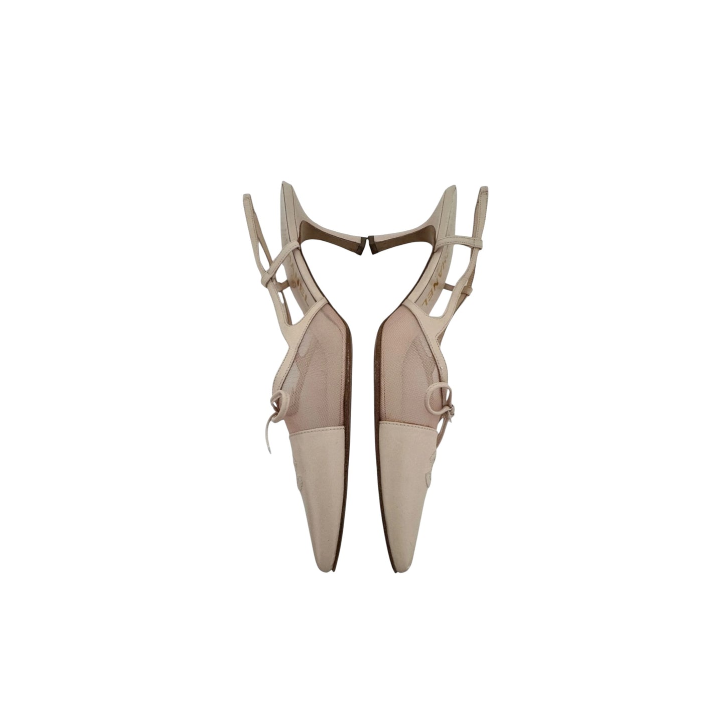 Vintage Chanel ivory CC interlocking logo 2004 slingback heels by Karl Lagerfeld / 38