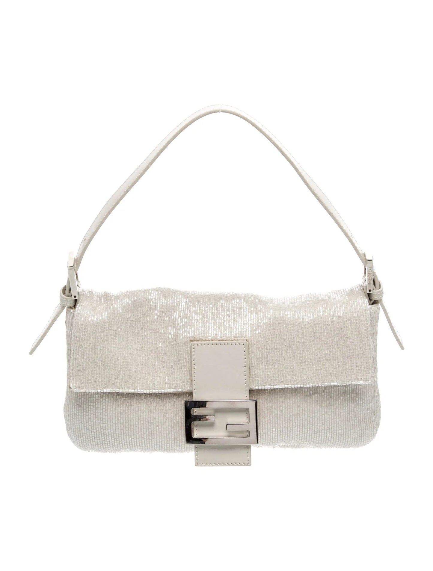 Fendi white beaded baguette