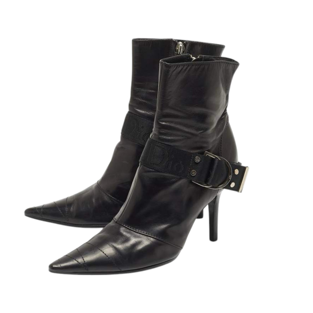 Dior 2003 AW Hardcore D Buckle
Pointed Toe Ankle Boots/ 41