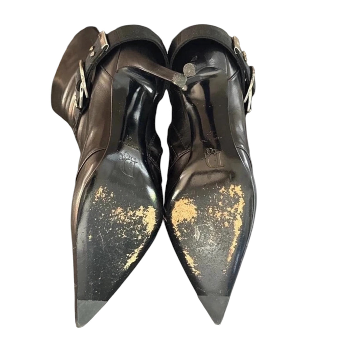 Dior 2003 AW Hardcore D Buckle
Pointed Toe Ankle Boots/ 41