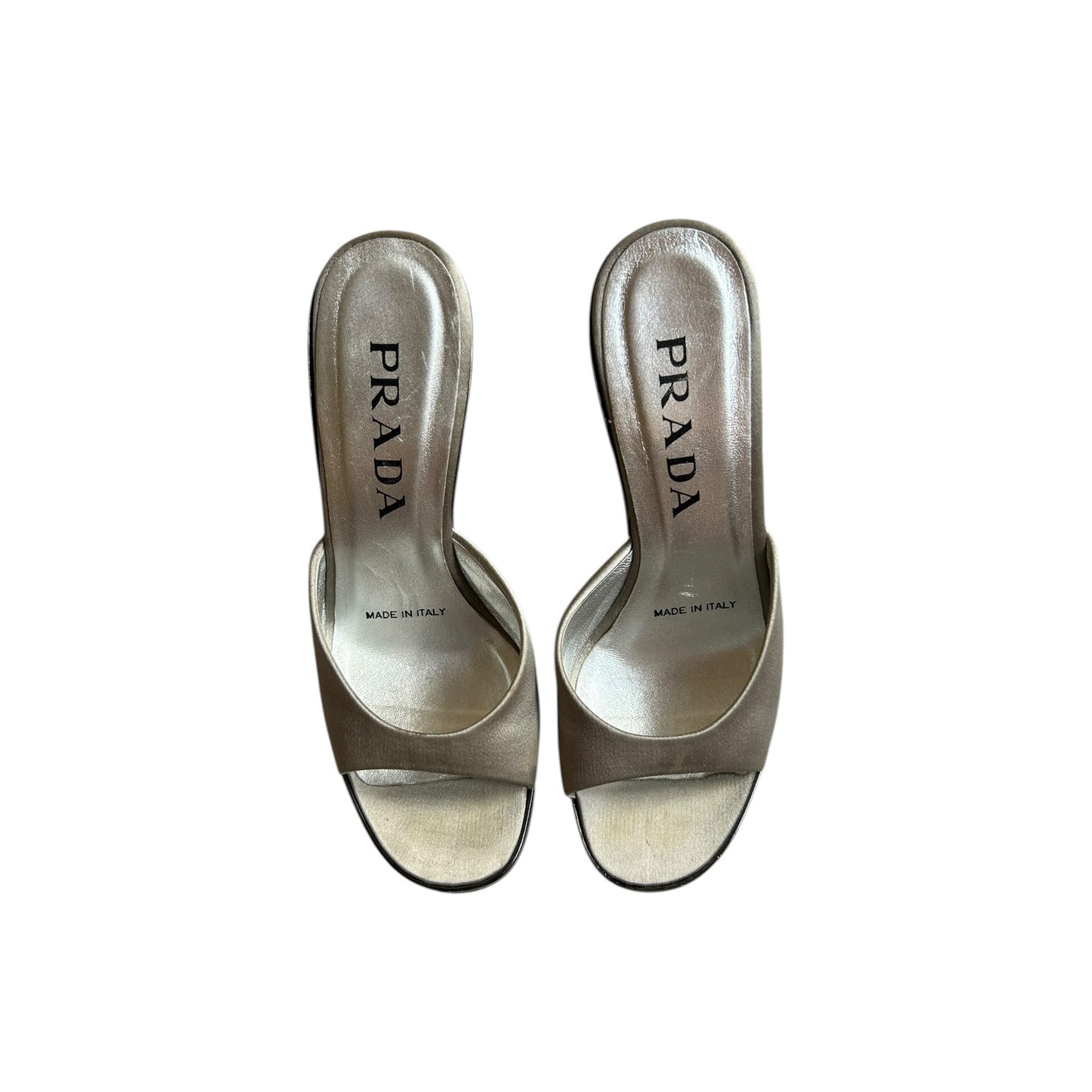 Vintage Prada SS1998 Plexiglass Runway metallic silver wedges / 35
