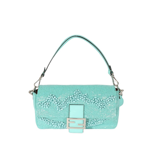 Rolling Stone Vitello Seta Bead Embroidered Re-Edition Baguette
Spring Turquoise- Limited Edition