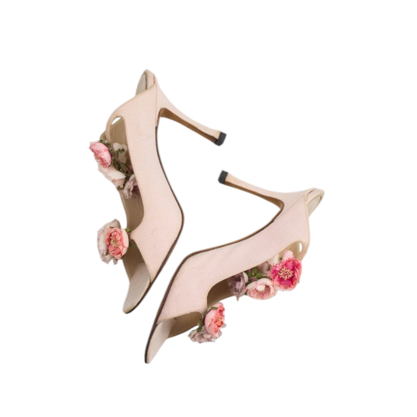 Vintage 1997 Manolo Blahnik Pink Flower Applique Mule Heels / 36
