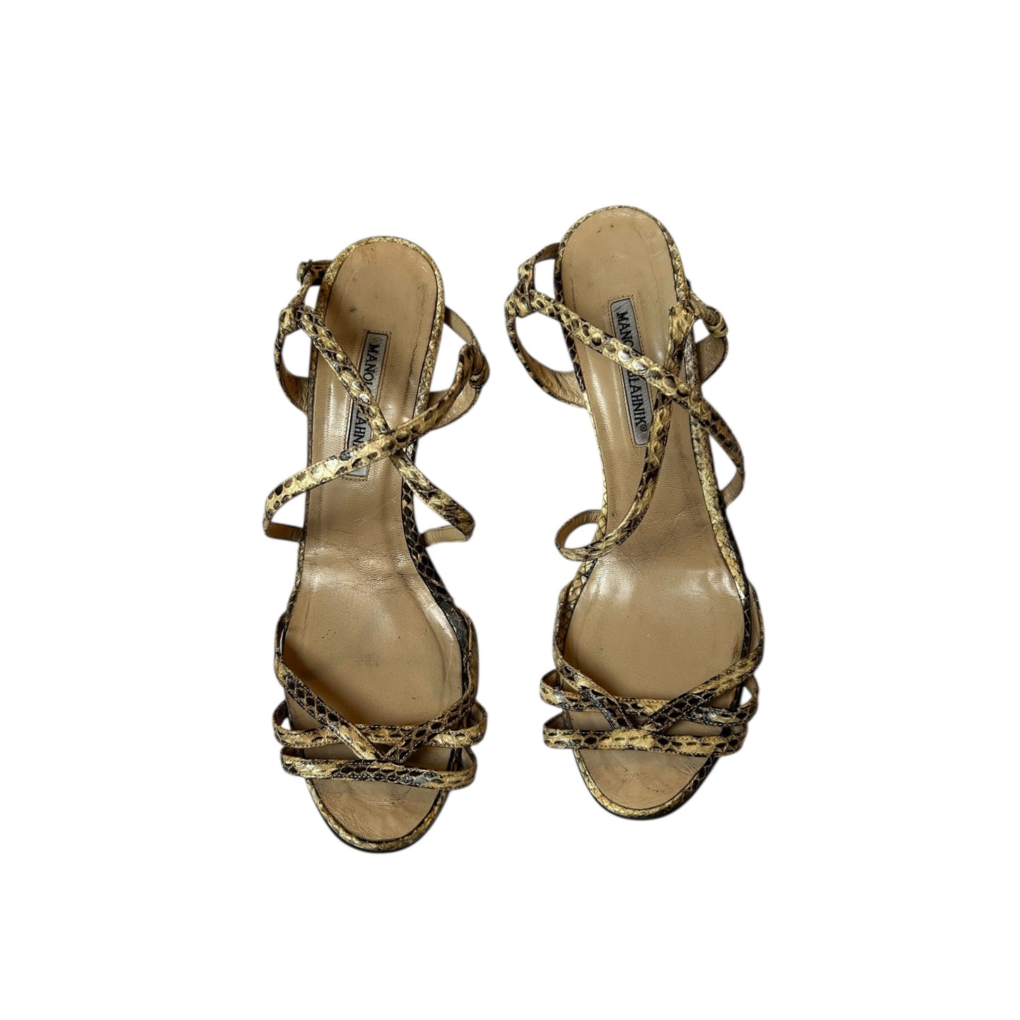 Vintage Manolo Blahnik python skin sandal heels / 41