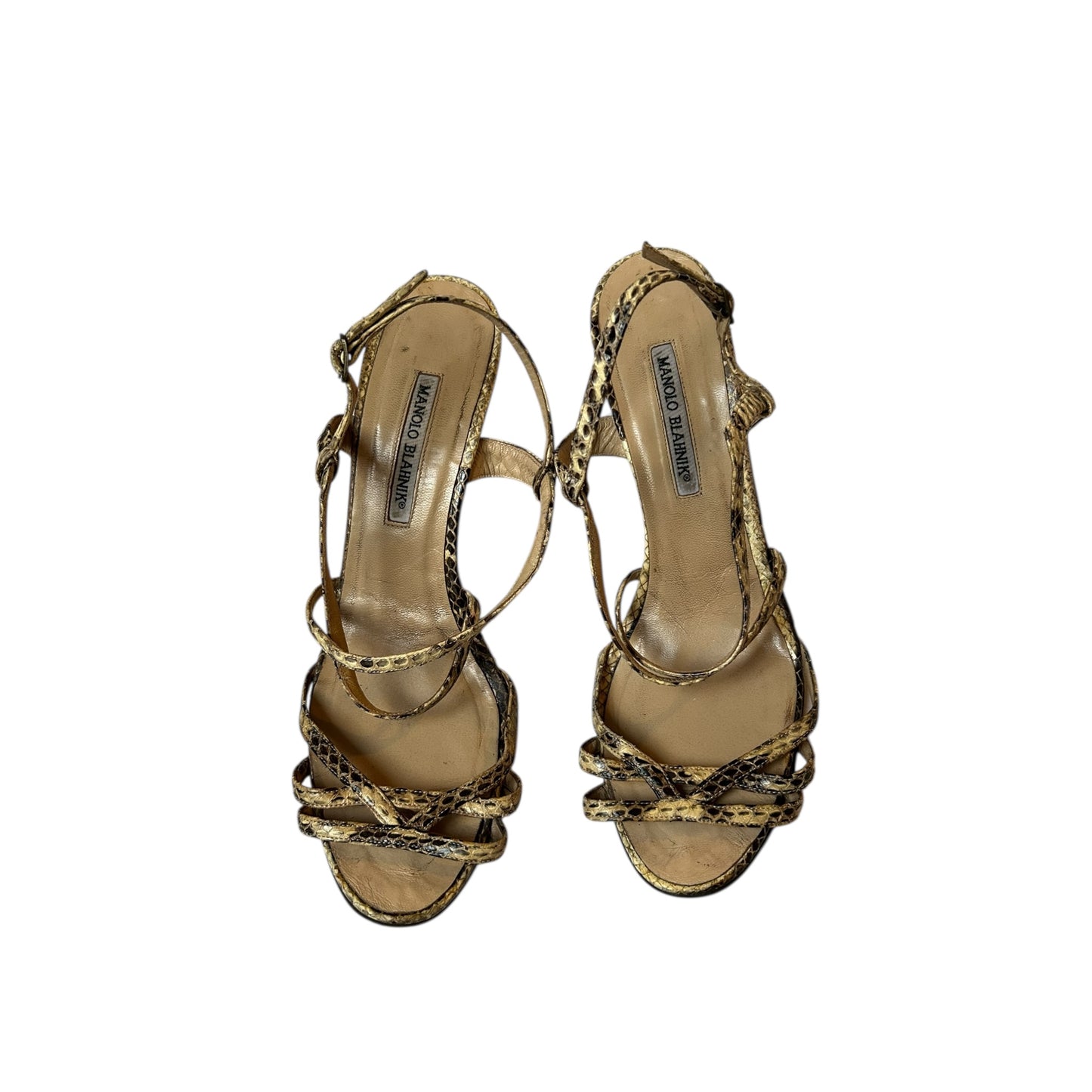 Vintage Manolo Blahnik python skin sandal heels / 41