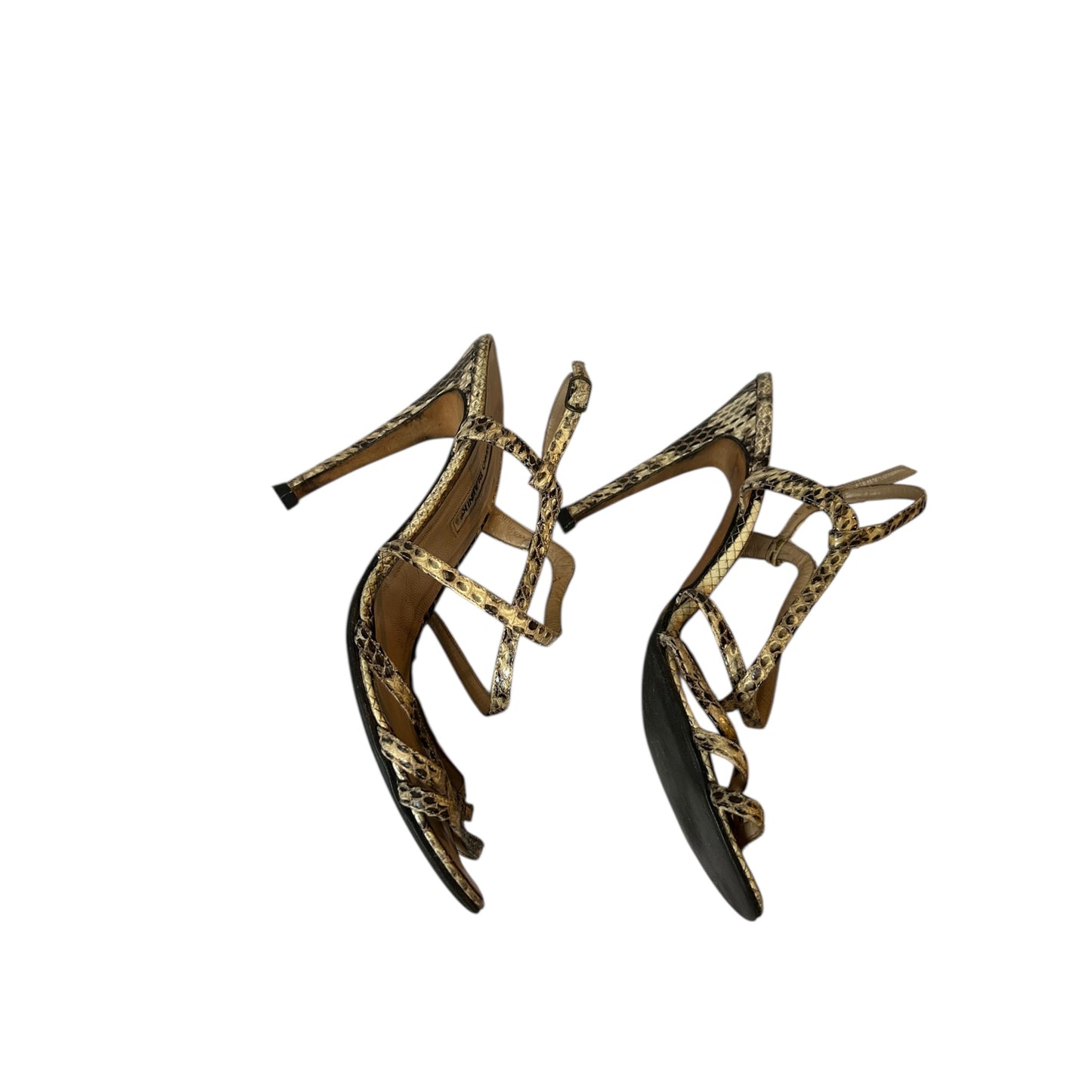 Vintage Manolo Blahnik python skin sandal heels / 41