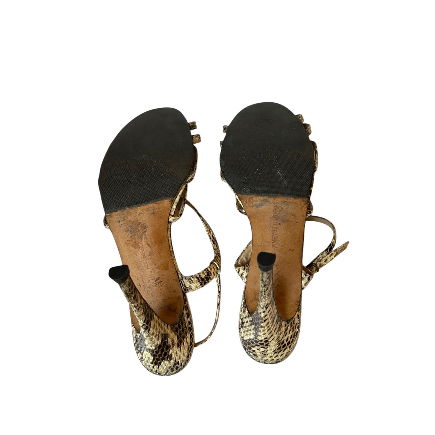 Vintage Manolo Blahnik python skin sandal heels / 41