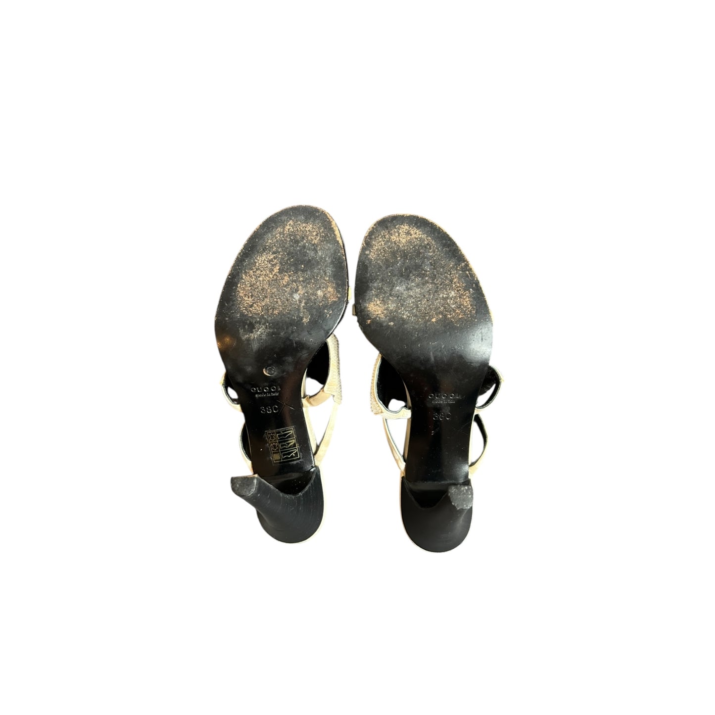Vintage rare Gucci white sequined sandal heels / 38