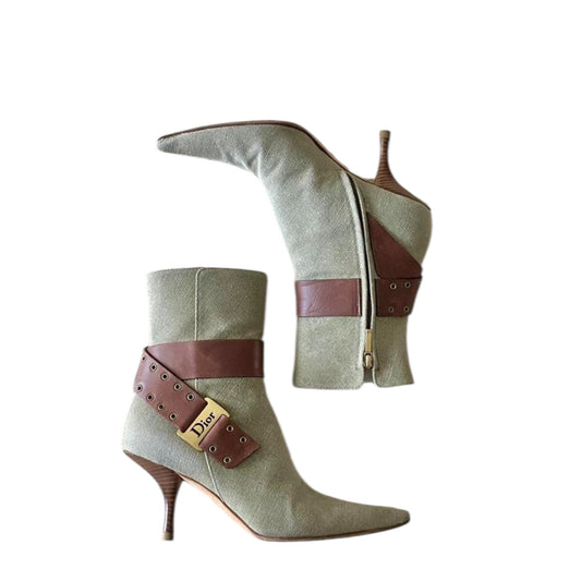 Vintage Dior 2000s khaki ankle boots/36.5