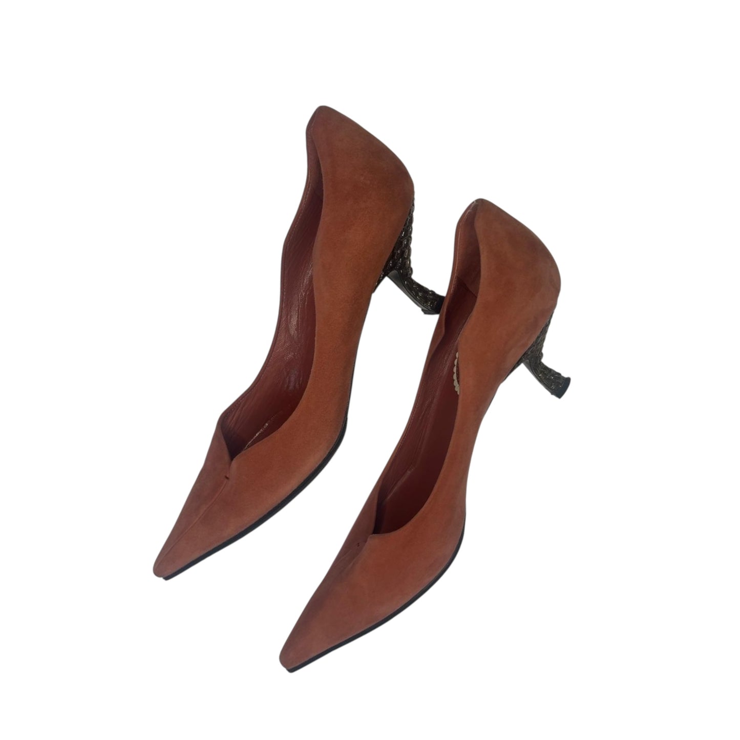 Vintage Prada terracotta suede pumps heels / 39