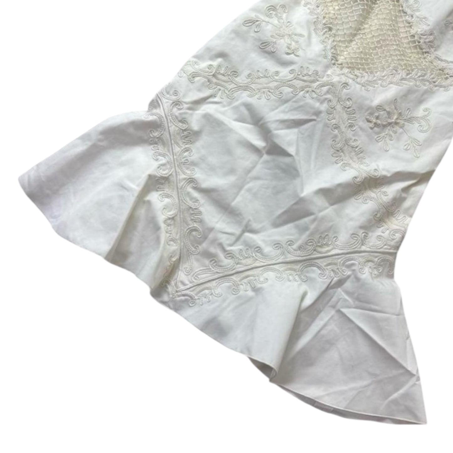 RENTAL ONLY Vintage Valentino SS07 Runway Silk Embellished White Mini Dress with Lattice Cutout