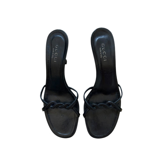 Vintage Gucci by Tom Ford black leather mule heels/ 41