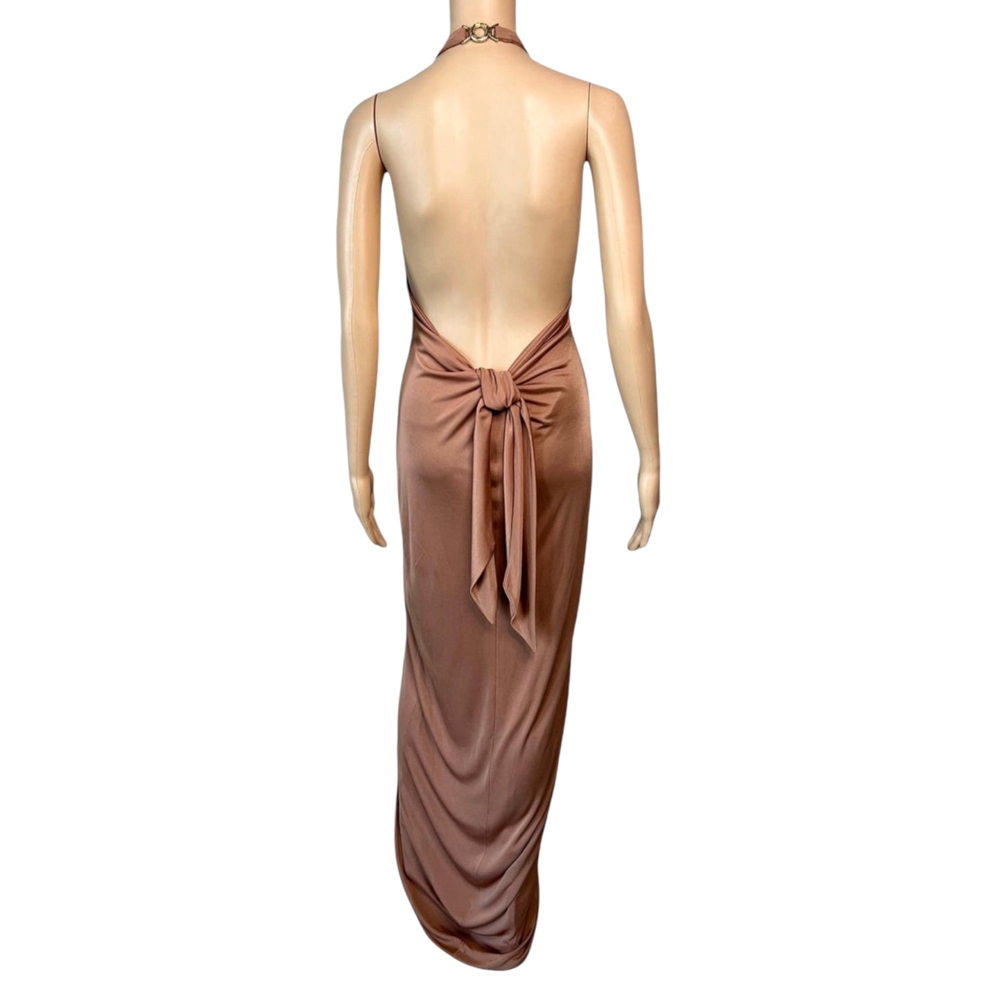 Versace vintage Spring 2005 Runway Ruched Silk Gown in size