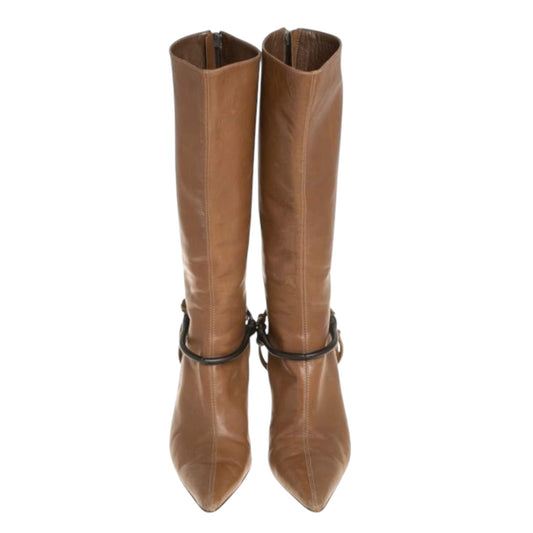 Vintage Gucci by Tom Ford AW99 horse-bit cognac boots / 37
