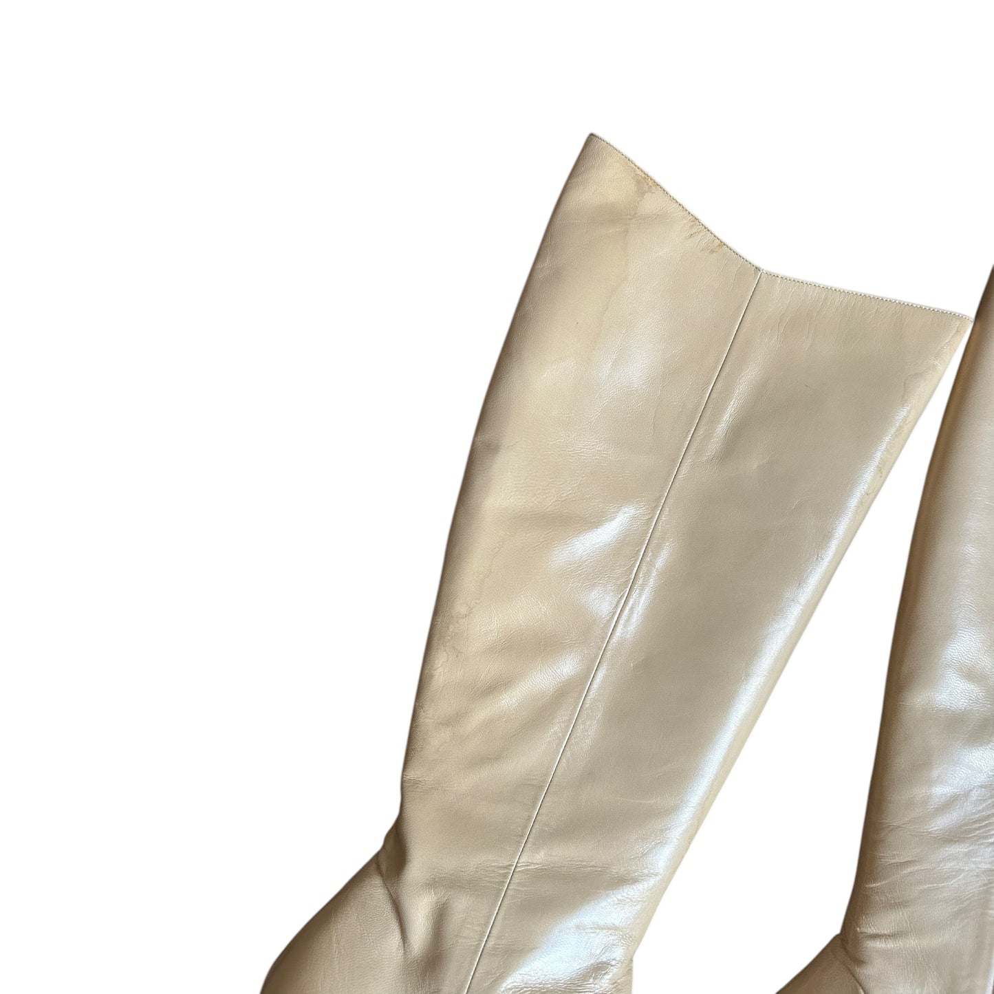 Vintage Mario Valentino beige knee high leather boots / 39.5