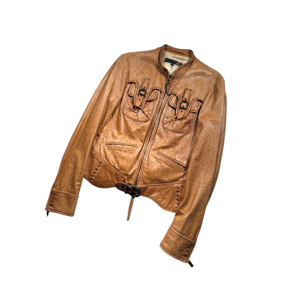Just Cavalli AW2008 Laced-Up OstrichLeather Jacket