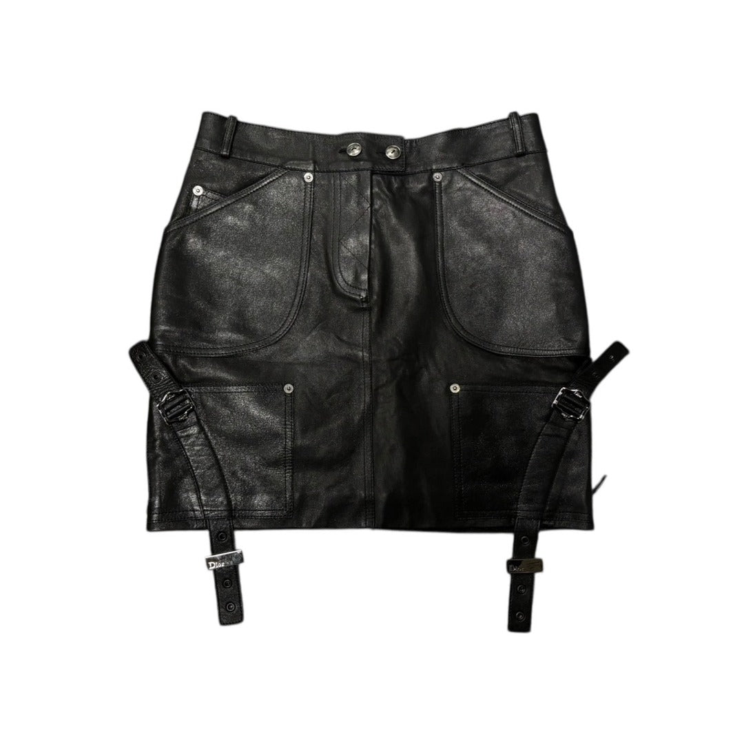 Christian Dior Galliano Boutique Leather Mini Skirt