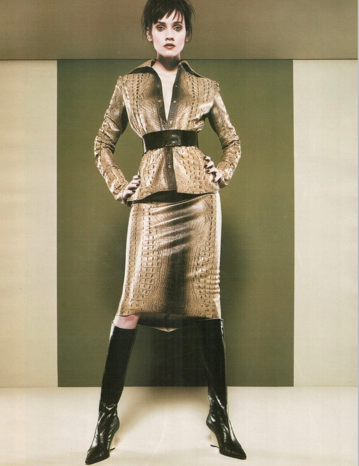 A/W2000 Roberto Cavalli runway croc embossed leather coat