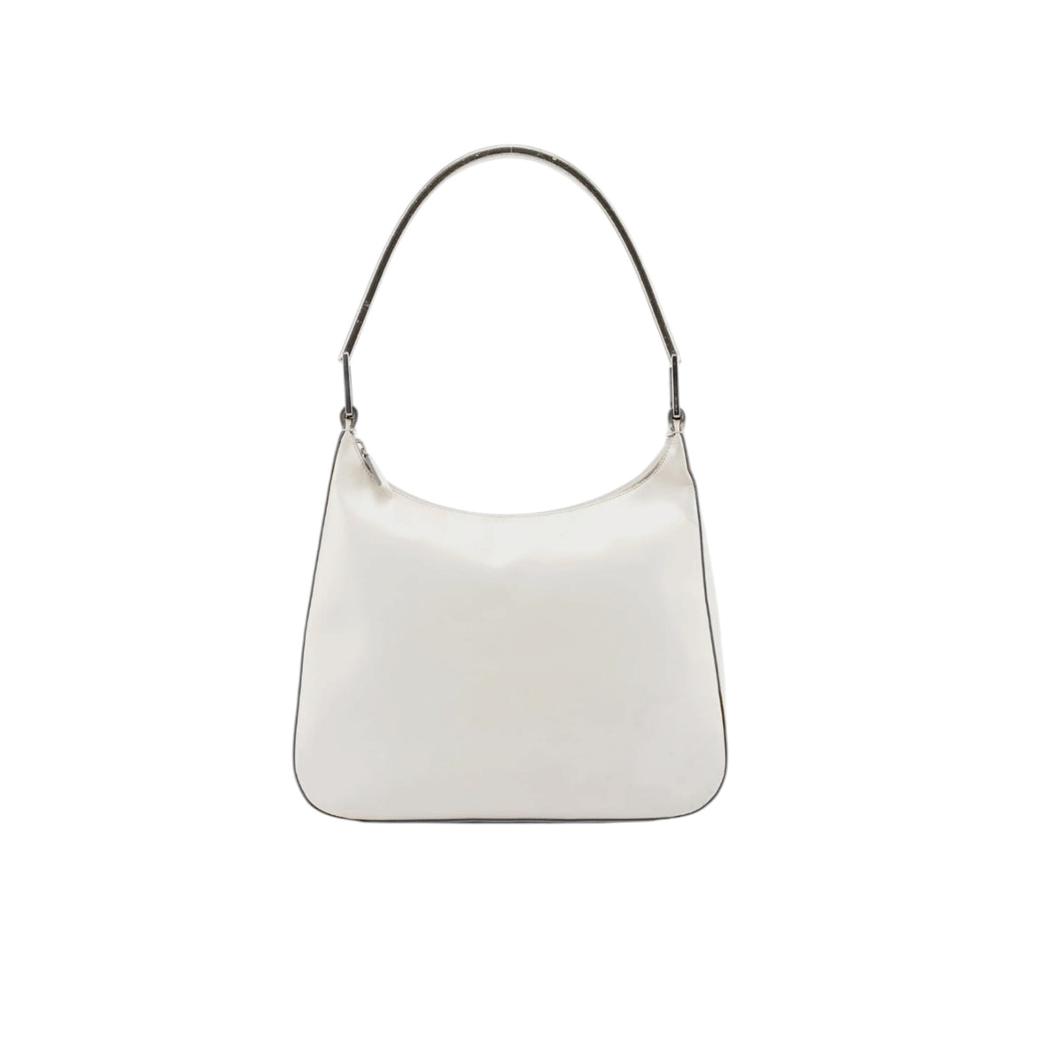 1998 Prada White Vitello Metal Campaign Shoulder Bag