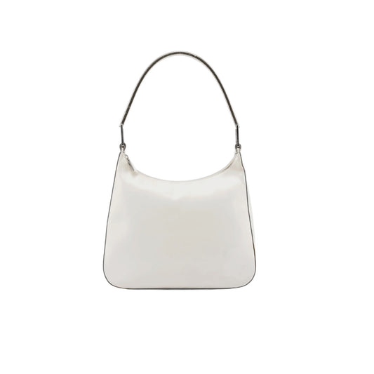 1998 Prada White Vitello Metal Campaign Shoulder Bag