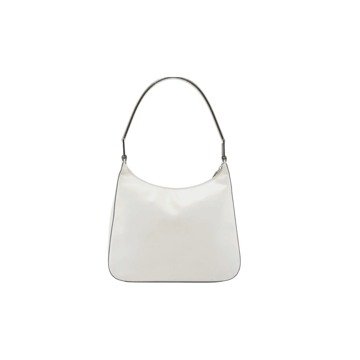 1998 Prada White Vitello Metal Campaign Shoulder Bag