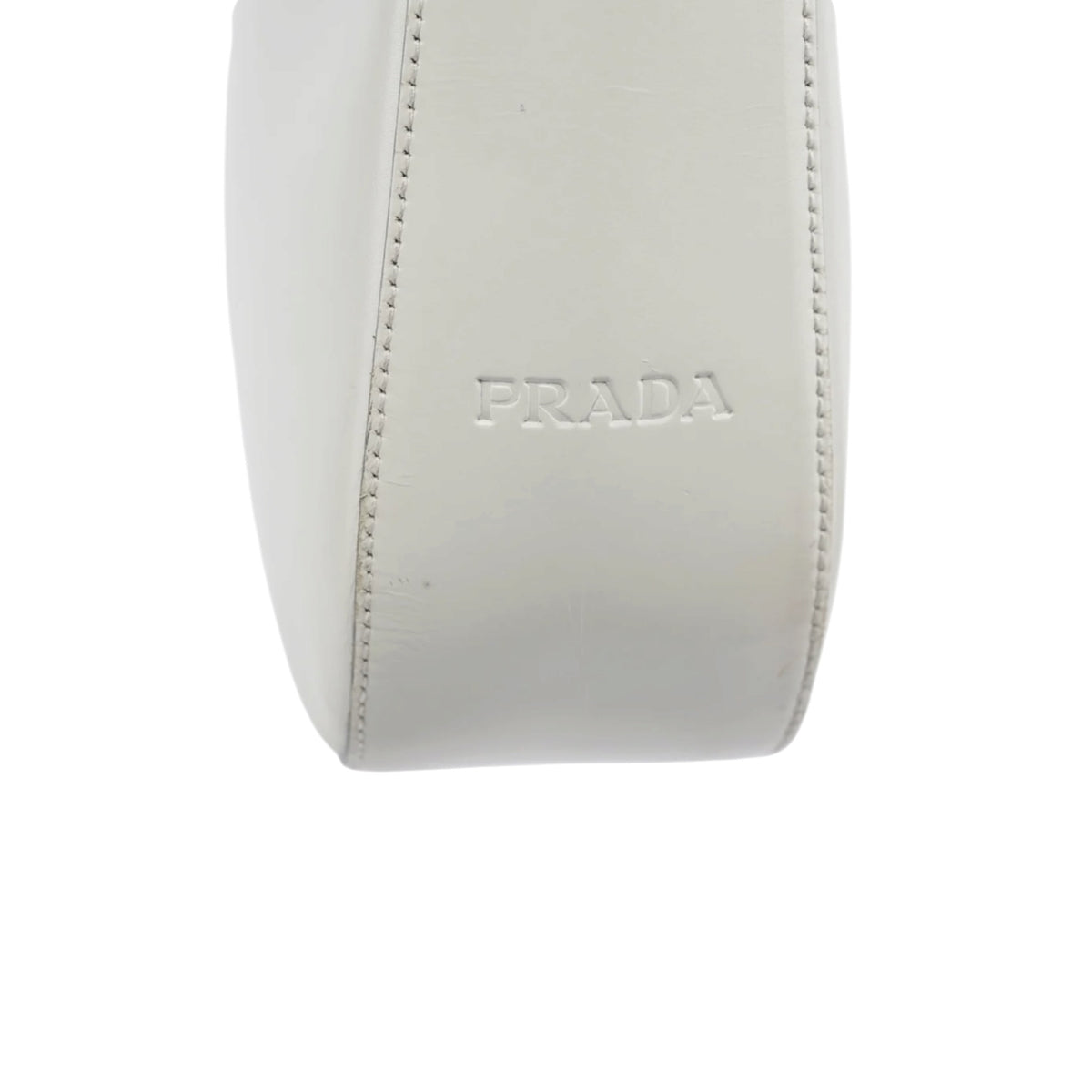 1998 Prada White Vitello Metal Campaign Shoulder Bag