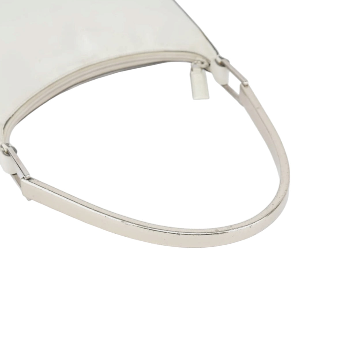 1998 Prada White Vitello Metal Campaign Shoulder Bag