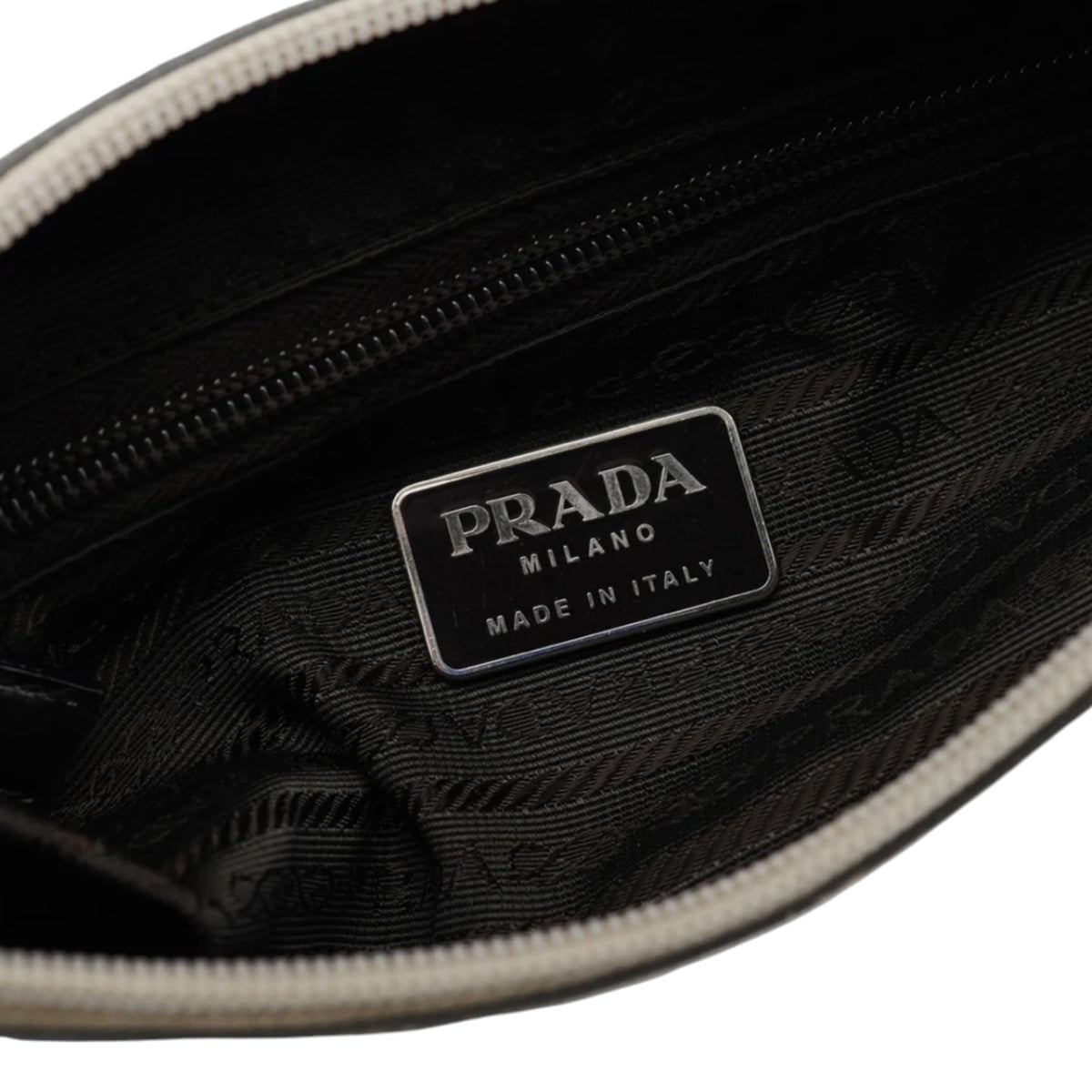 1998 Prada White Vitello Metal Campaign Shoulder Bag