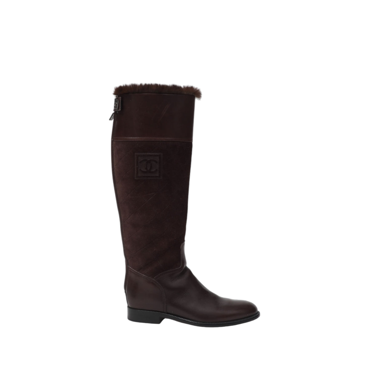 Vintage Chanel CC logo  leather boots/ 37.5