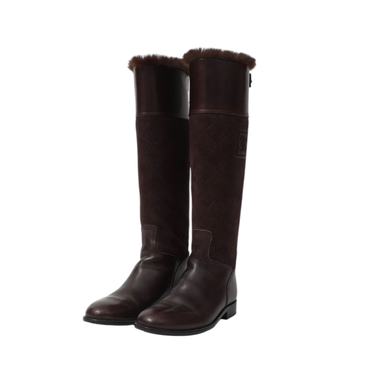 Vintage Chanel CC logo  leather boots/ 37.5