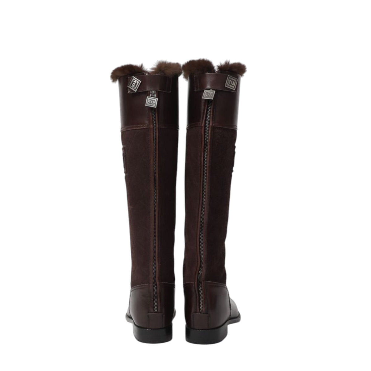 Vintage Chanel CC logo  leather boots/ 37.5
