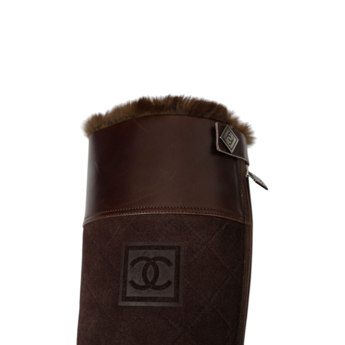 Vintage Chanel CC logo  leather boots/ 37.5