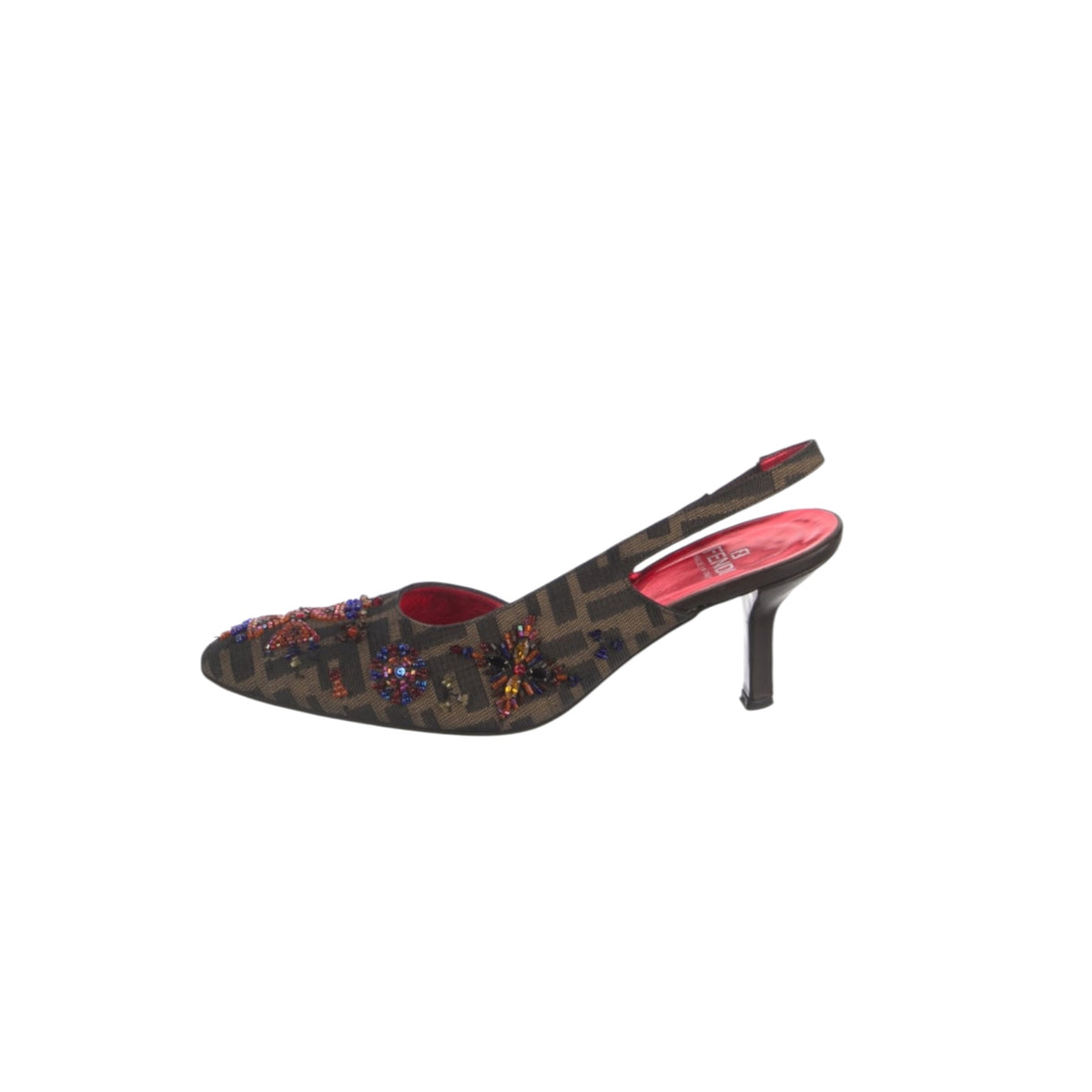 Vintage Fendi Embellished Slingback Pumps / 38