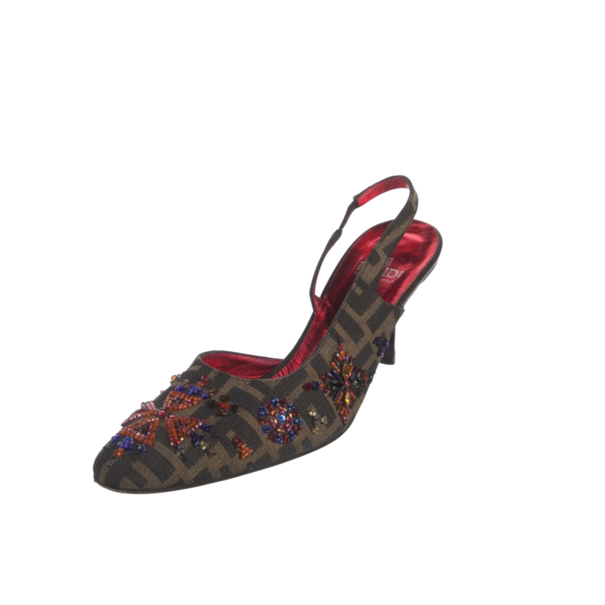 Vintage Fendi Embellished Slingback Pumps / 38