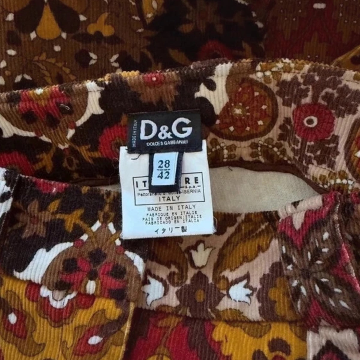 Vintage Dolce&Gabbana paisley cord pants