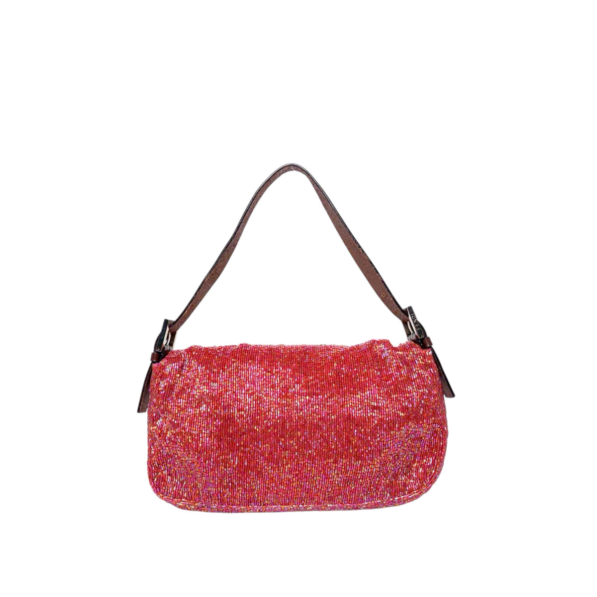 FENDI vintage pink & red Beaded Shoulder Bag baguette