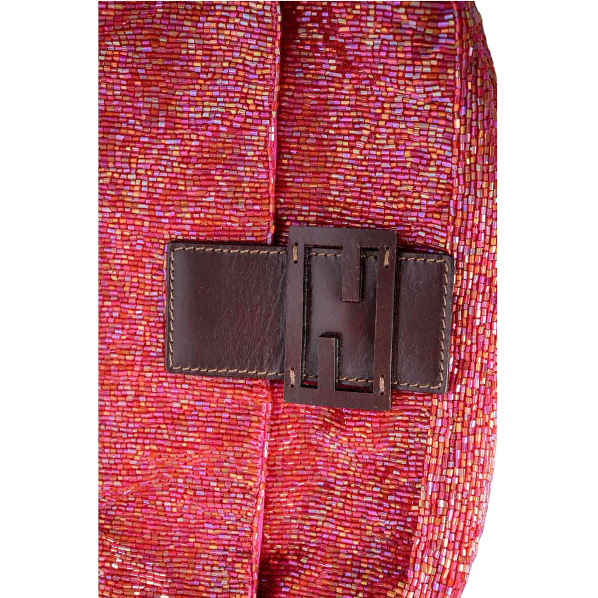 FENDI vintage pink & red Beaded Shoulder Bag baguette
