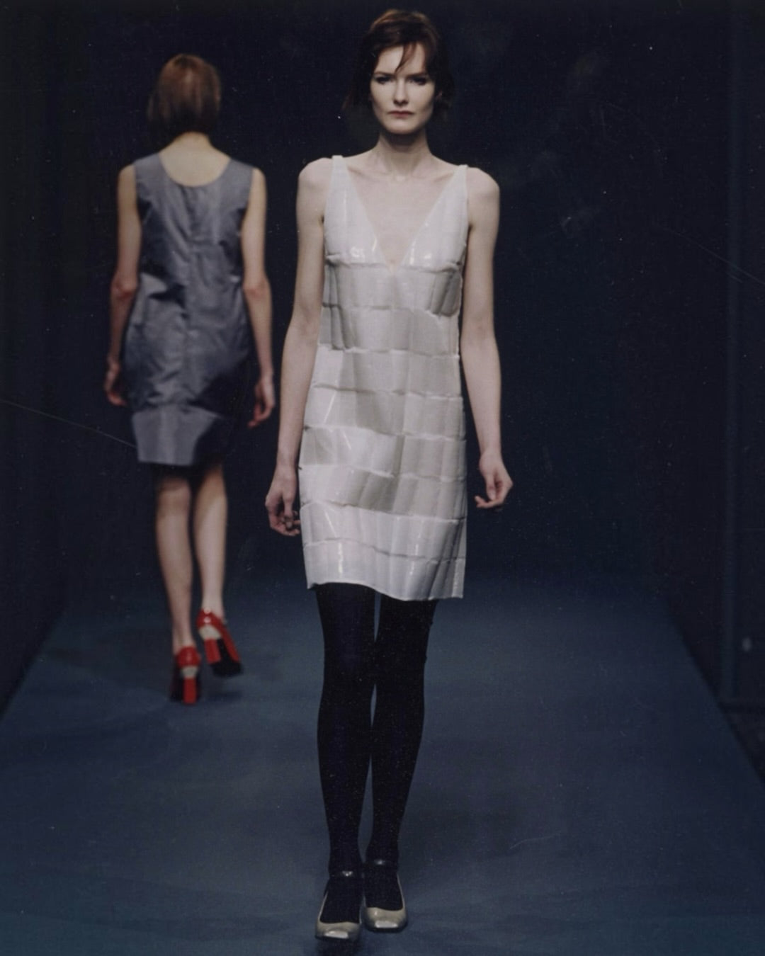 Prada by Miuccia PradaWhite Silk and Plastic TileShift Dress, fw 1998