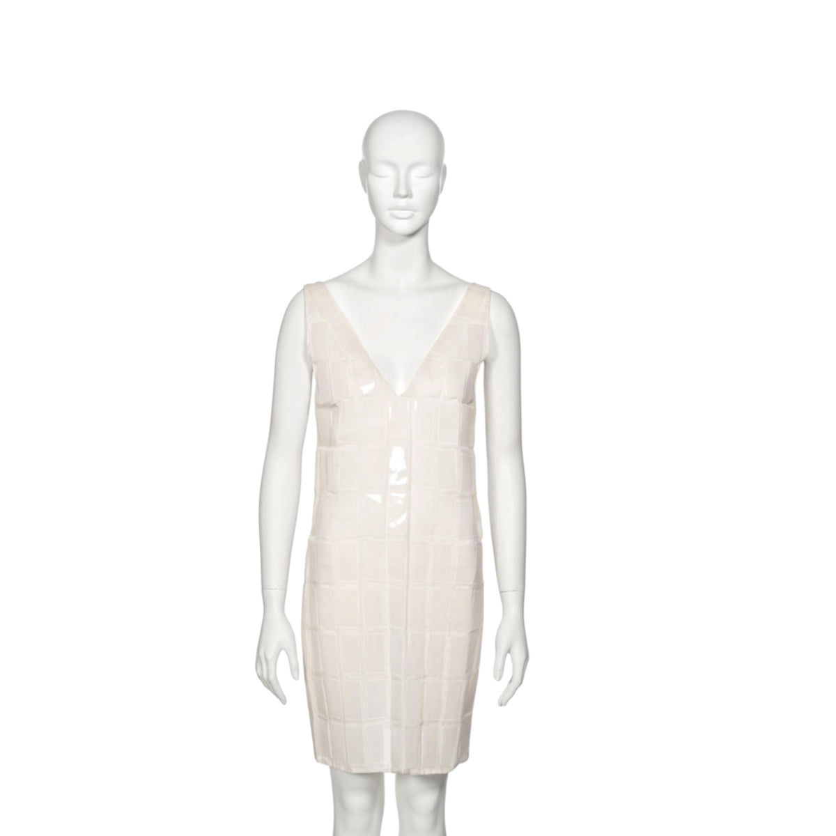 Prada by Miuccia PradaWhite Silk and Plastic TileShift Dress, fw 1998