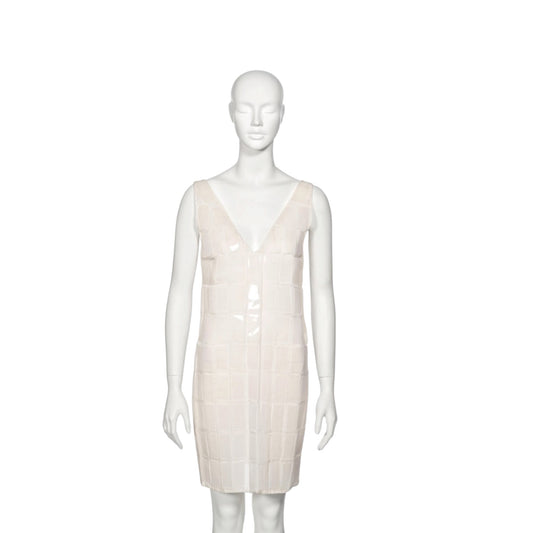 Prada by Miuccia PradaWhite Silk and Plastic TileShift Dress, fw 1998