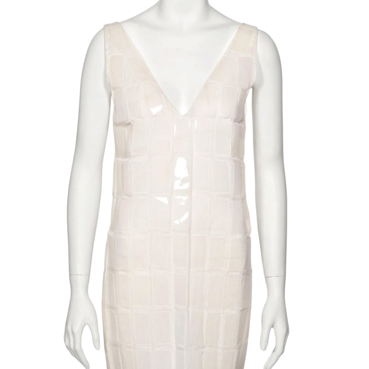 Prada by Miuccia PradaWhite Silk and Plastic TileShift Dress, fw 1998