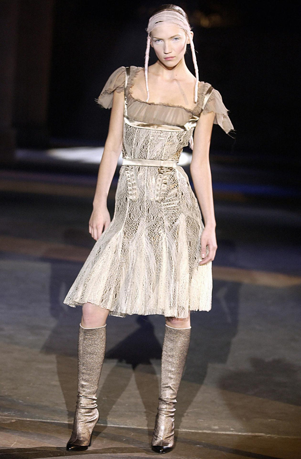 Alexander McQueen milkmaid style cocktail dress from the Autumn/Winter 2002"SUPERCALIFRAGILISTIC"