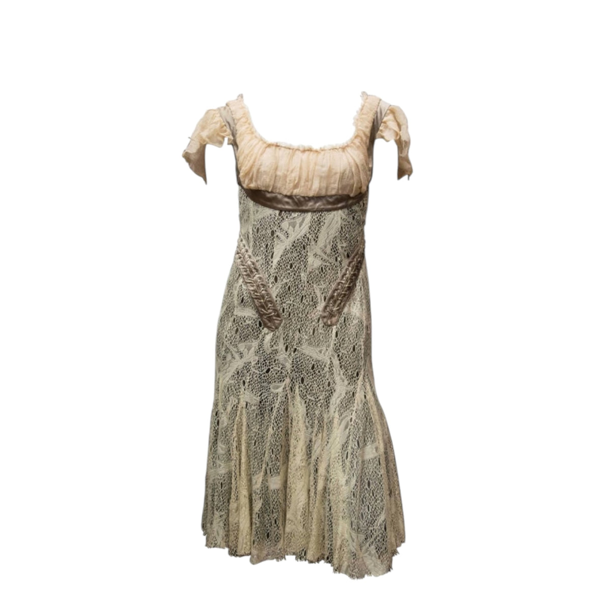 Alexander McQueen milkmaid style cocktail dress from the Autumn/Winter 2002"SUPERCALIFRAGILISTIC"