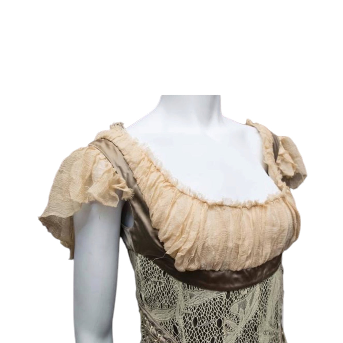Alexander McQueen milkmaid style cocktail dress from the Autumn/Winter 2002"SUPERCALIFRAGILISTIC"