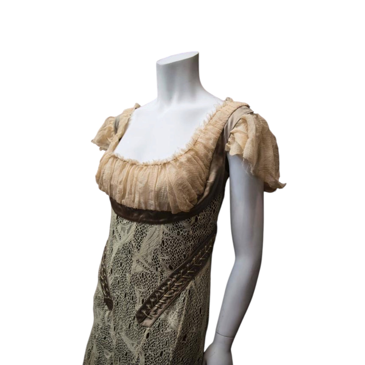 Alexander McQueen milkmaid style cocktail dress from the Autumn/Winter 2002"SUPERCALIFRAGILISTIC"