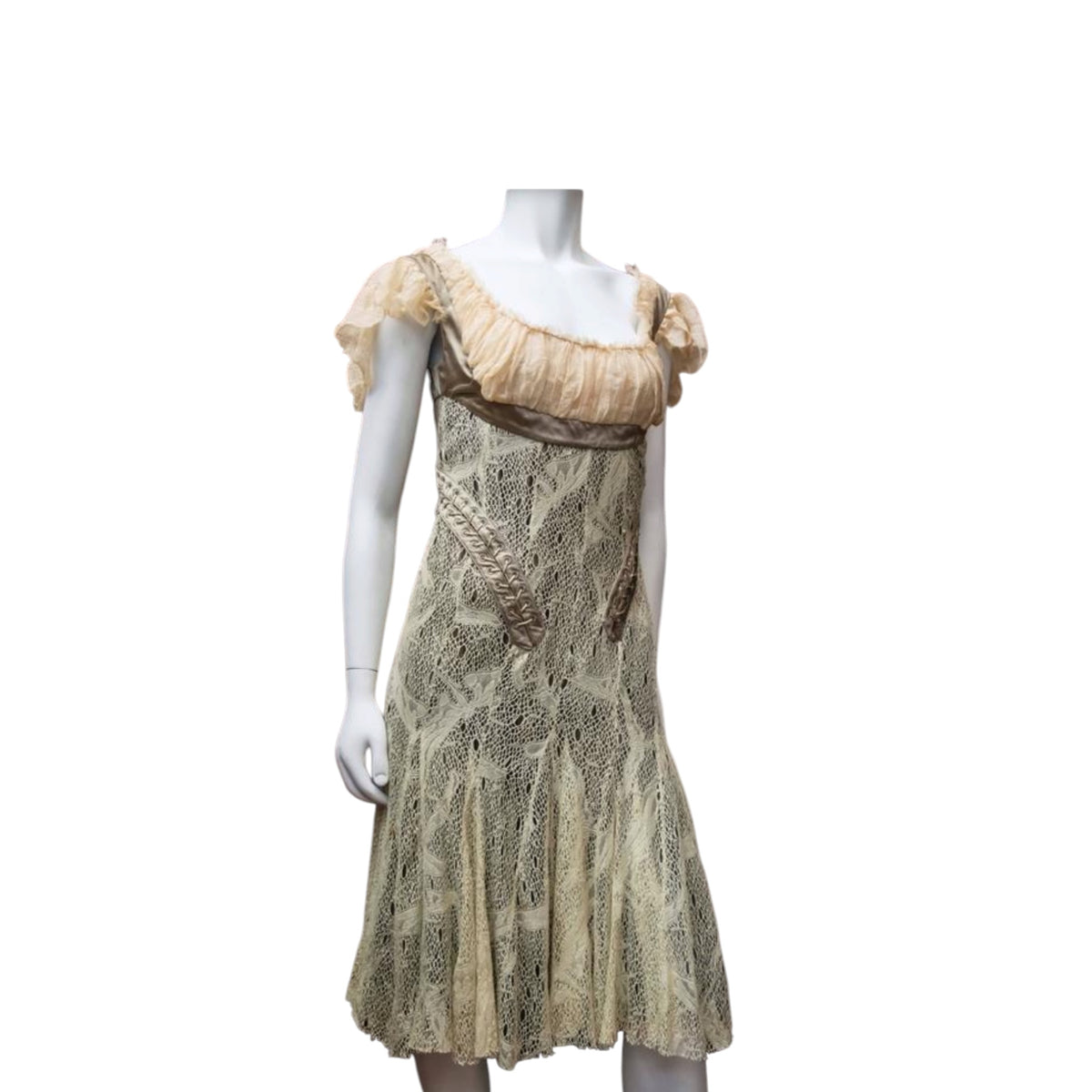 Alexander McQueen milkmaid style cocktail dress from the Autumn/Winter 2002"SUPERCALIFRAGILISTIC"