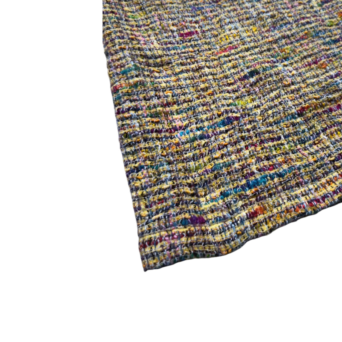 Chanel Spring Summer 1998 Runway RainbowTweed Skirt Suit Raw Cut