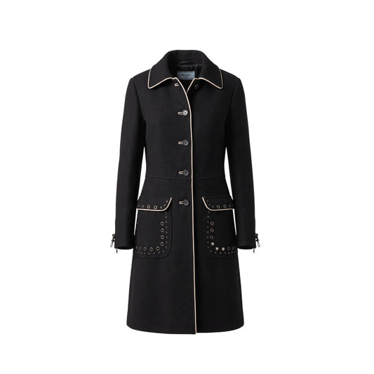 Vintage Prada FW04 black Runway wool ribbon coat