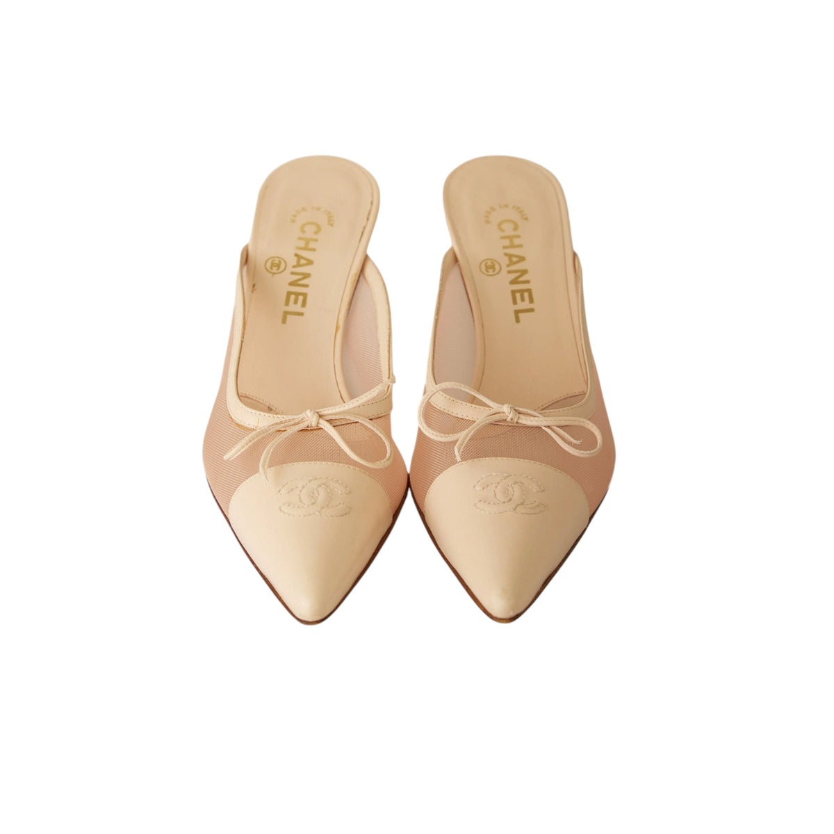 CHANEL vintage mesh 2005 Pointed Toe Mules by Karl Lagerfeld/ 40.5