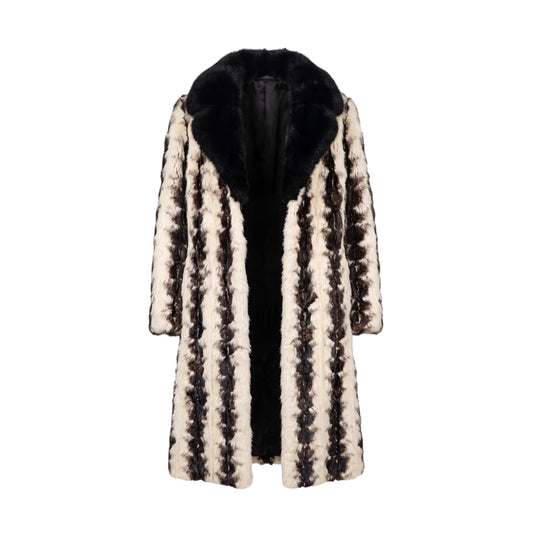 Vintage Patterned Full Length Fur Coat